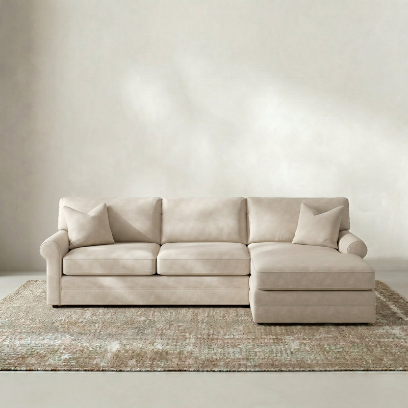 Charlie 2-Piece Sofa With Chaise Sectional, Conversation Ivory, Cruise Adrift