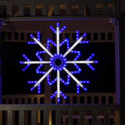 Large Snowflake Decoration with Blue and White Motion LED Lights