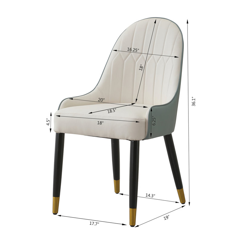 Modern Dining Chairs Set Of 2 Pcs Faux Leather Dining Chair With Metal Legs For Living Room/Dining Room/Reception Room