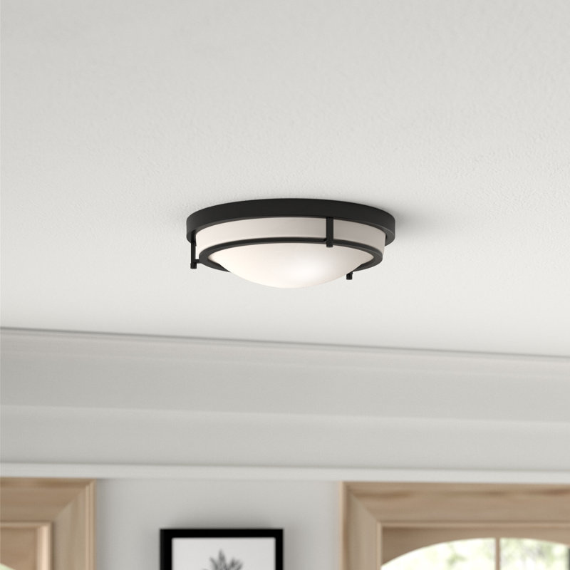 Plafonnier encastré simple à 2 lumières de 13 po Aaru, Noir mat