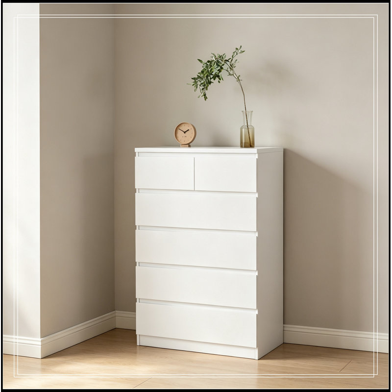 Commode de rangement moderne avec 5 tiroirs, Noir