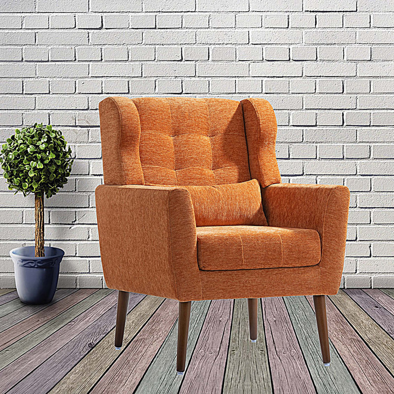 Chaise d'appoint rembourrée Modern, Orange, Marron clair