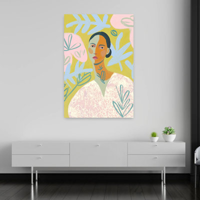 Serene Botanical Portrait Abstract Bold Colorful Nature Portrait Wall Art Print 1 Piece Wrapped Canvas Wall Art