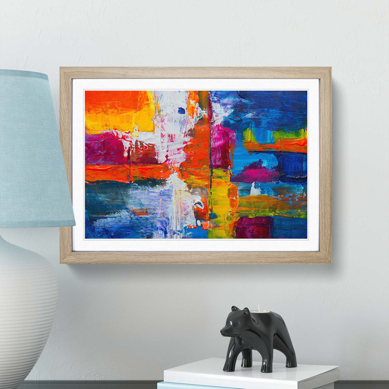 Abstract Art Painting Vol.443 by S.Johnson - Picture Frame Painting Print, Oak Framed, 62cm H x 87cm W x 2cm D