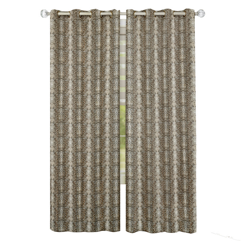 Tomberlin Blackout Curtain Single Panel, 52" W x 63" L, Brown/Gold