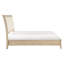 Lit double classique avec tête de lit tapissier en similicuir beige, conception à boutons et rails inclus Taille dans le style, pour la chambre à coucher