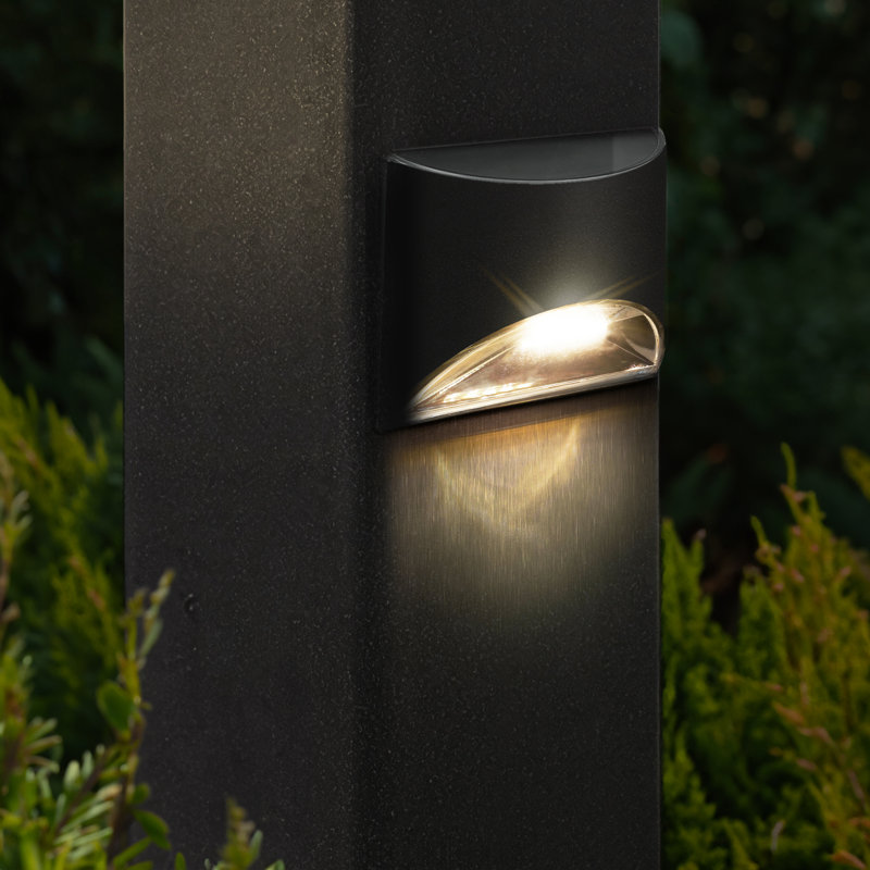 Éclairage de terrasse à DEL en acier inoxydable à énergie solaire intégré, Noir