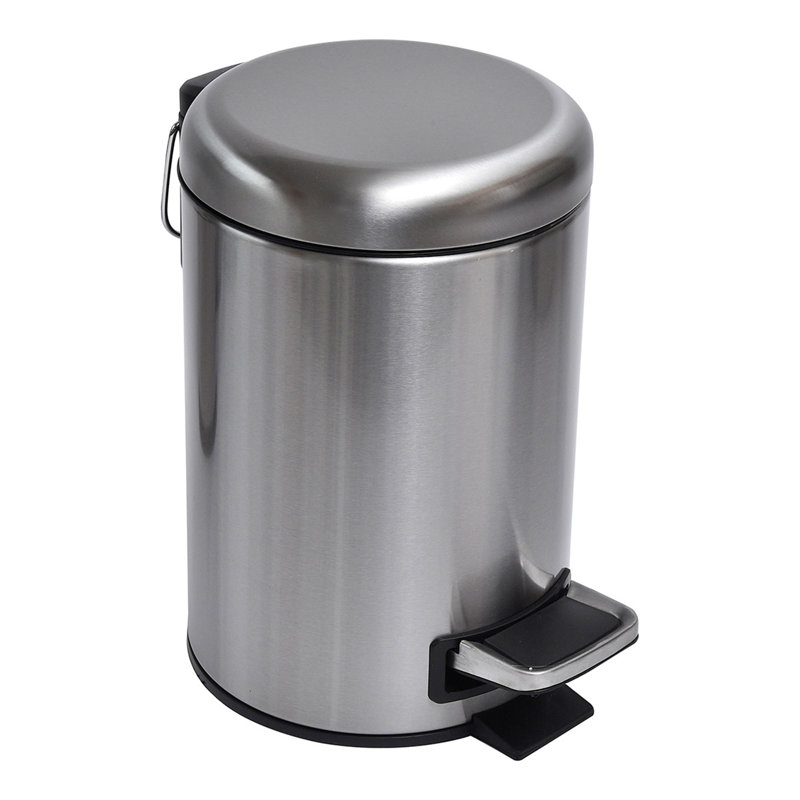 Couvercle de poubelle ronde en métal à fermeture en douceur avec poubelle de 0,8 gallon, Acier