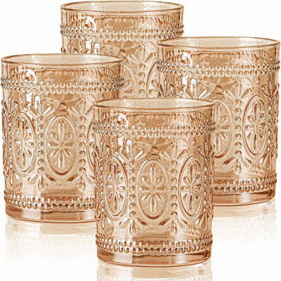 Drinking Glasses Set of 4, Vintage Drinking Glasses, Colored Glassware Drinking