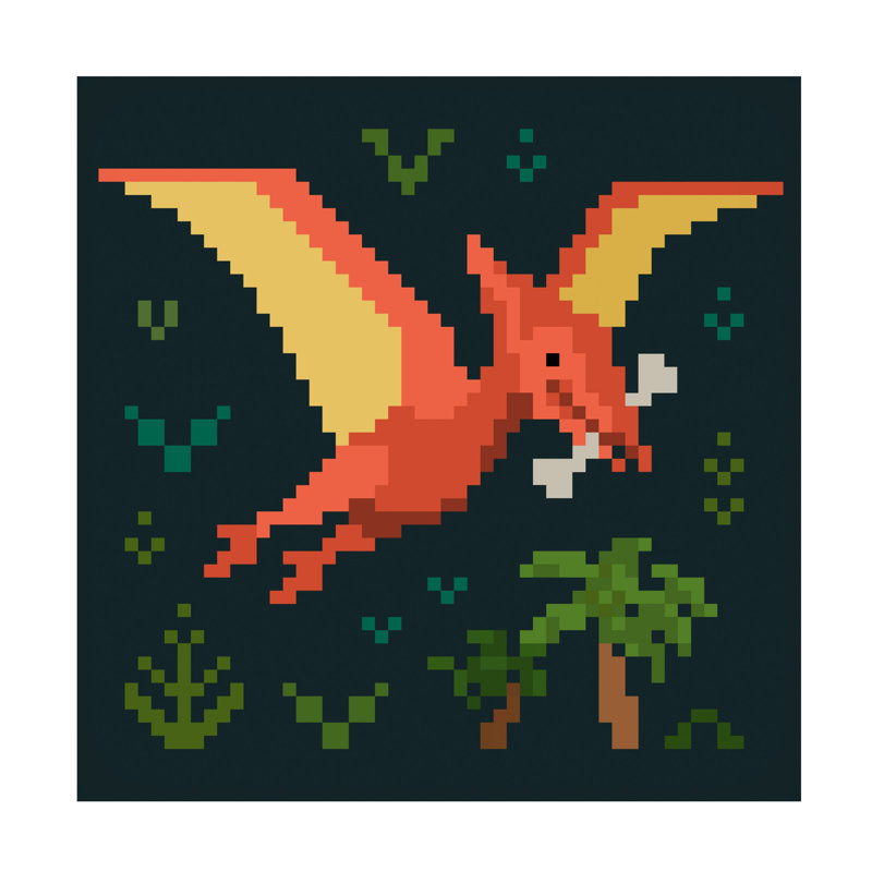 «Pixel Dinos III» sur, H 14 po x l 14 po