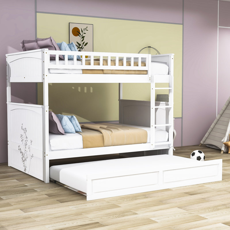 Gyung Kids Full Over Full Bunk Bed with Trundle, White