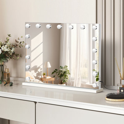 LED Lighted Vanity Mirror with Dimmable Lights & Charging Ports