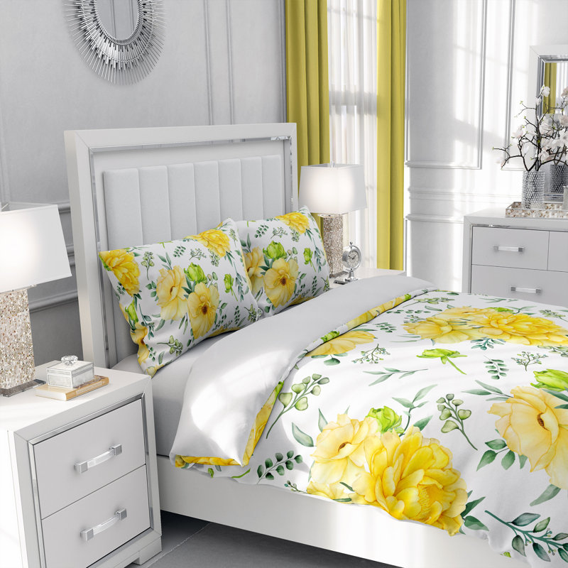 Floral Duvet Cover, King Duvet Cover + 2 King Shams