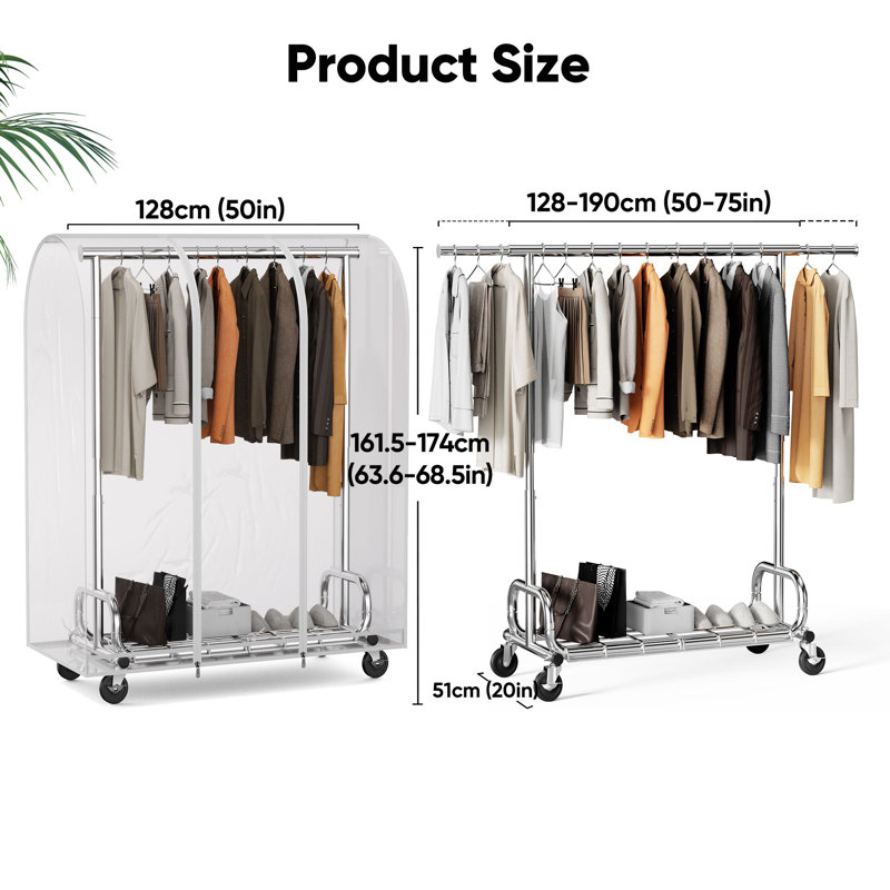 Adjustable Rolling Clothing Rack
