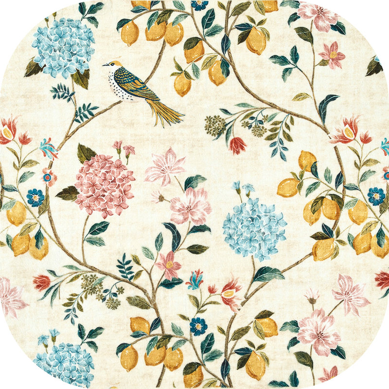 Botanical Floral Washable Non-Slip Area Rug, Beige/Pink, 8'x 10'