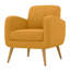 Chaise d'appoint en lin jaune avec pieds en bois massif naturel