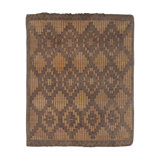 Vintage Tuareg Mat In Brown And Beige With Diamond Geometric Patterns