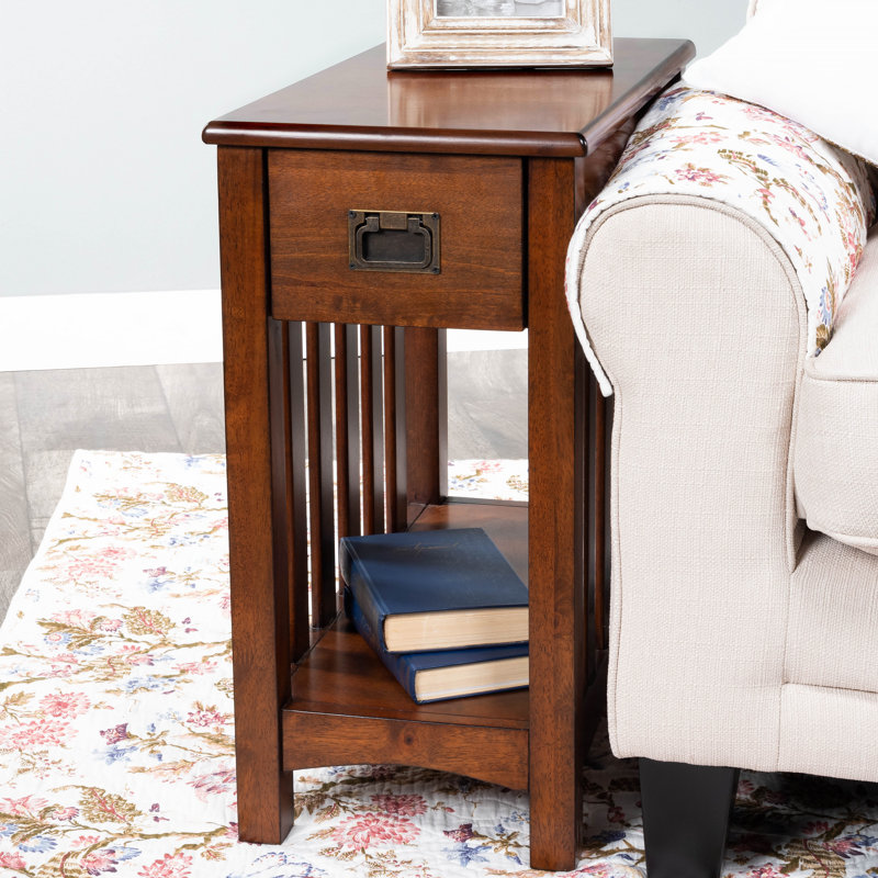 Larina Shaker Wood Side Table, Dark Cherry