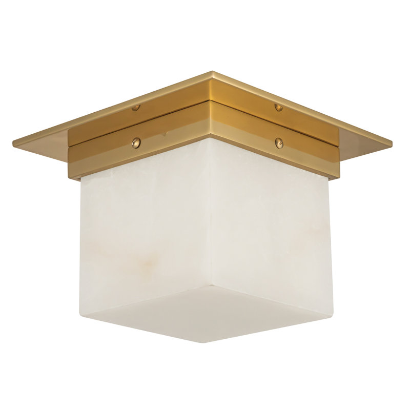 Mineral 8-in Brass Flush Mount, Alabaster, Brass