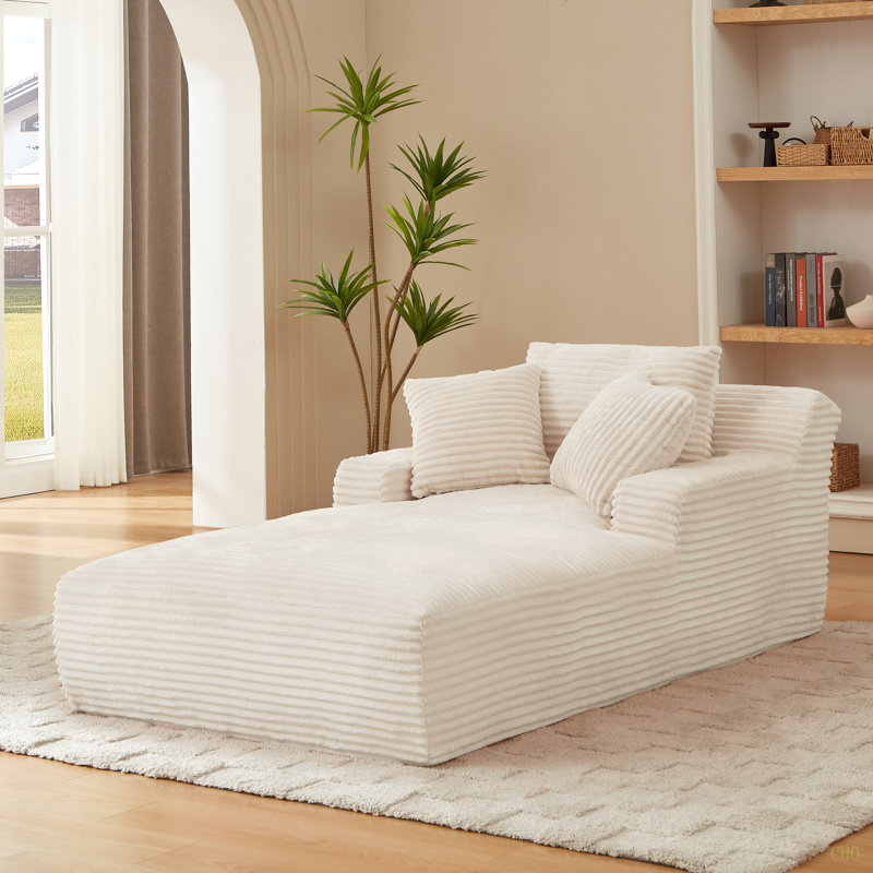 Très grande chaise longue d'intérieur, canapé rembourré en velours côtelé moderne, aucun assemblage requis, canapé-lit confortable pour le salon, le bureau