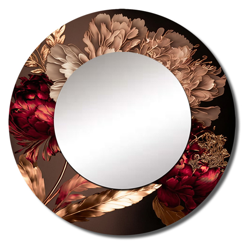 Gilded Rose Vintage Glam IV - miroir mural floral unique, miroir rond rose, impression d'art en métal, 23 po x 23 po