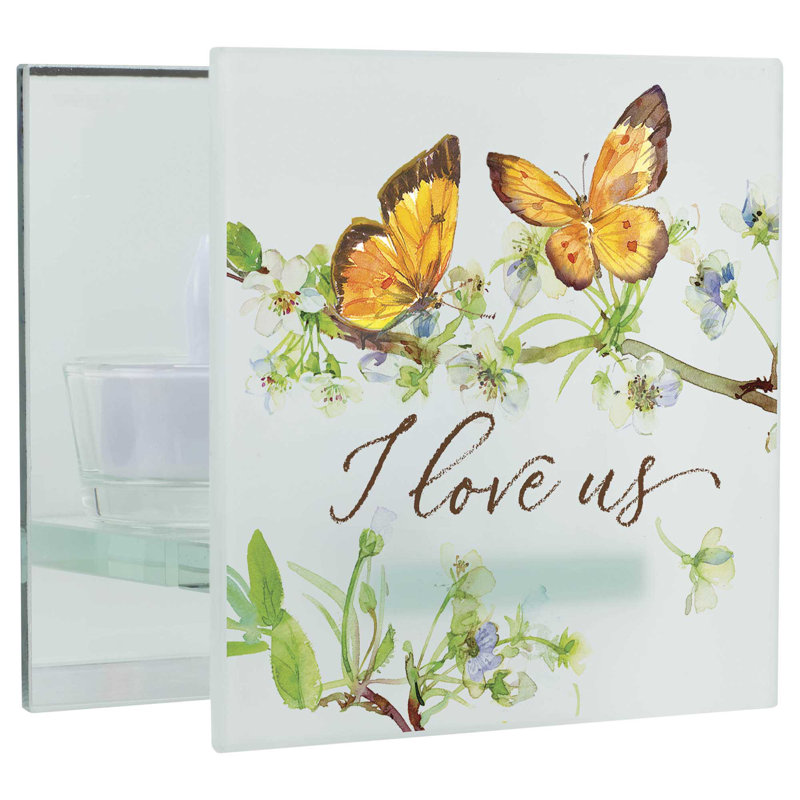 4'' H Glass Tabletop Tealight Holder with Candle Included