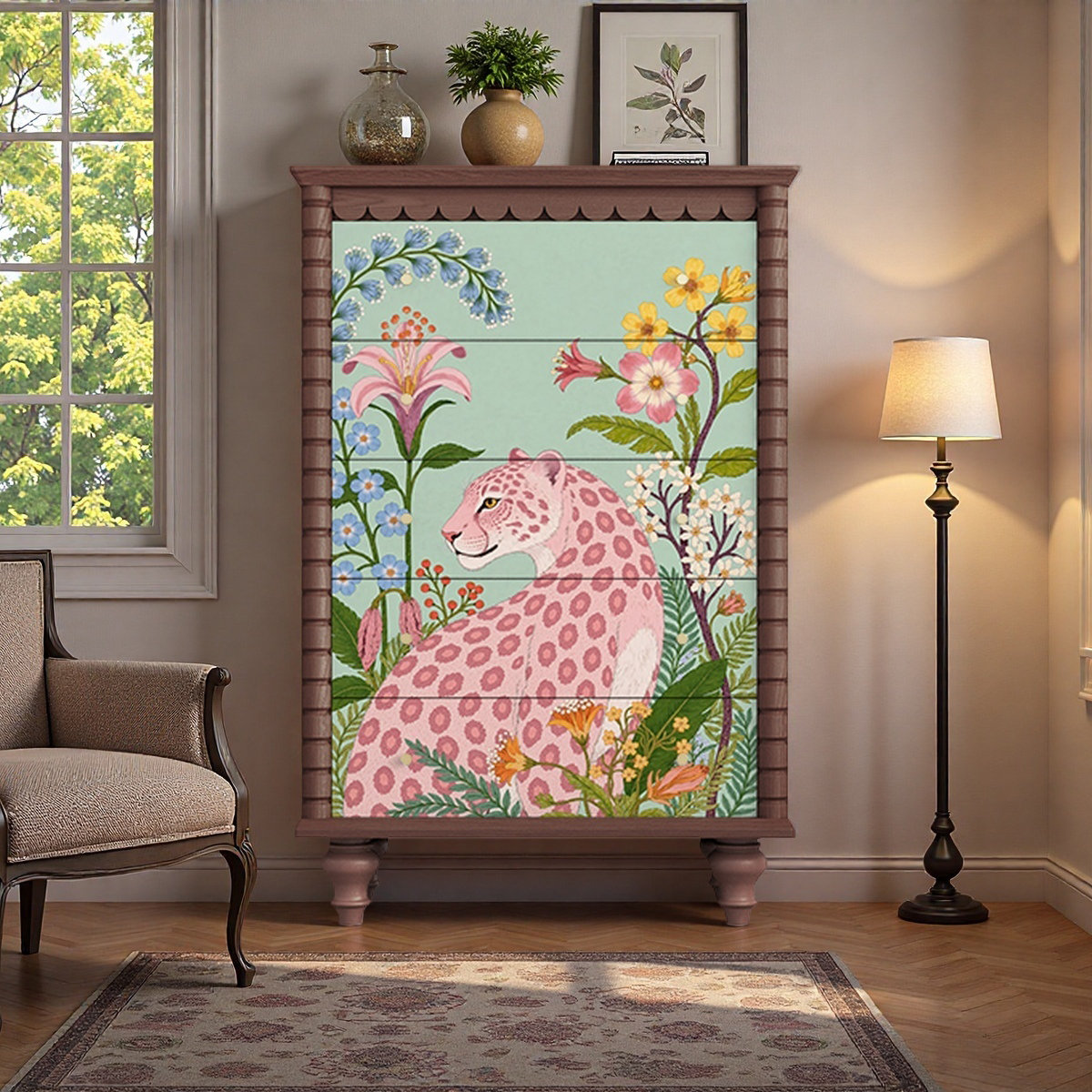 Pink Commode HomeLuxea Commode d'appoint moderne avec 5 tiroirs Pink Panther ...