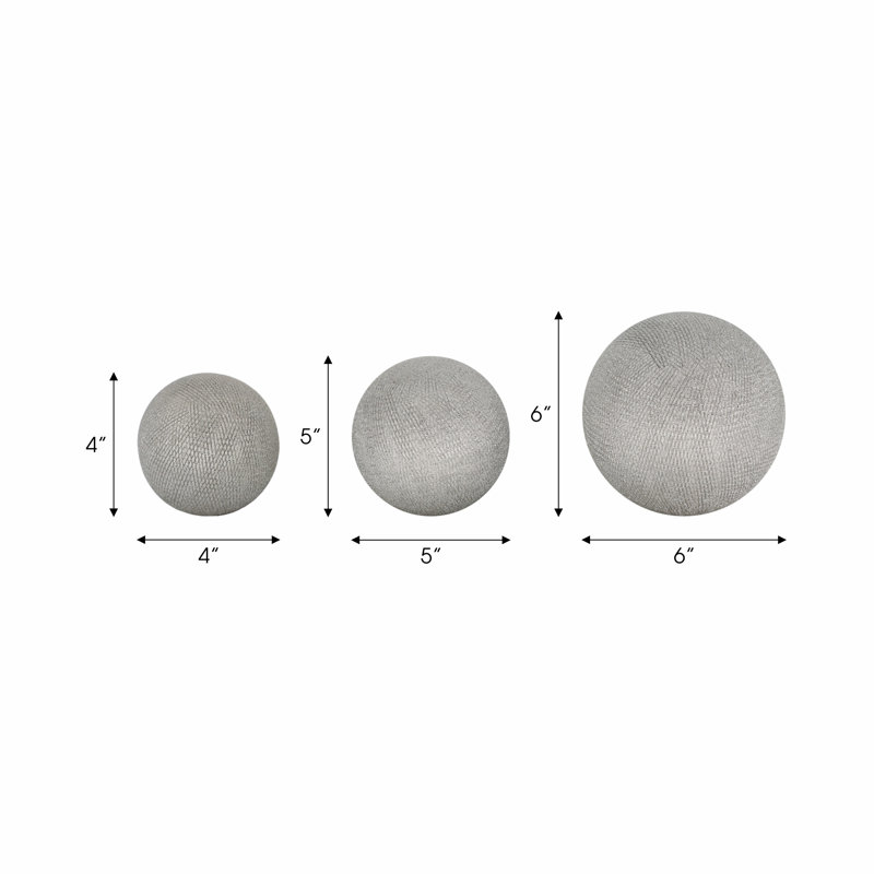 Set of 3 Decorative Contemporary Orbs, 6" H x 6" W x 6" D