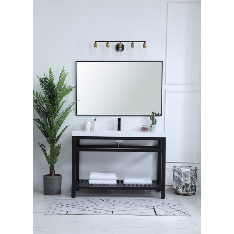 Raya 48'' Single Bathroom Vanity with Resin Top, Black