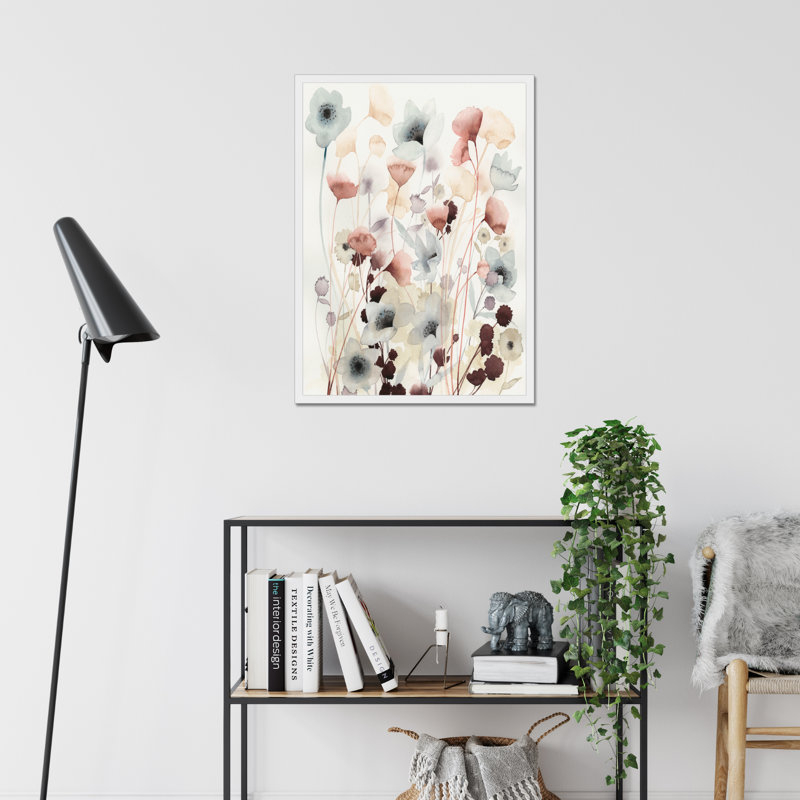 NC Bespoken Blossoms I by Grace Popp - Painting on Canvas, 80cm H x 55cm W, White Framed Paper Print