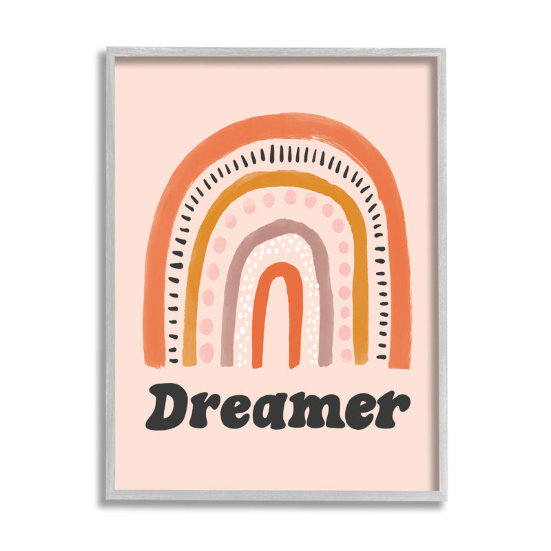 Dreamer Sentiment, fantaisie, arc-en-ciel, orange, rose, Estampe numérique Farmhouse, H 20 po x l 16 po