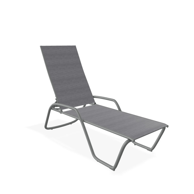 Outdoor Rust-Resistant Metal Chaise Lounge, Textured Graphite, Augustine Pewter