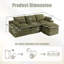 Canapé modulaire en L compressé modulaire en L rembourré en velours côtelé avec repose-pieds mobile, avec trois coussins et deux coussins lombaires, coussins de siège amovibles Cloud-1402524671