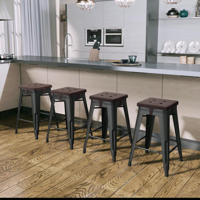 Corena Upholstered Counter Stool with Iron Frame