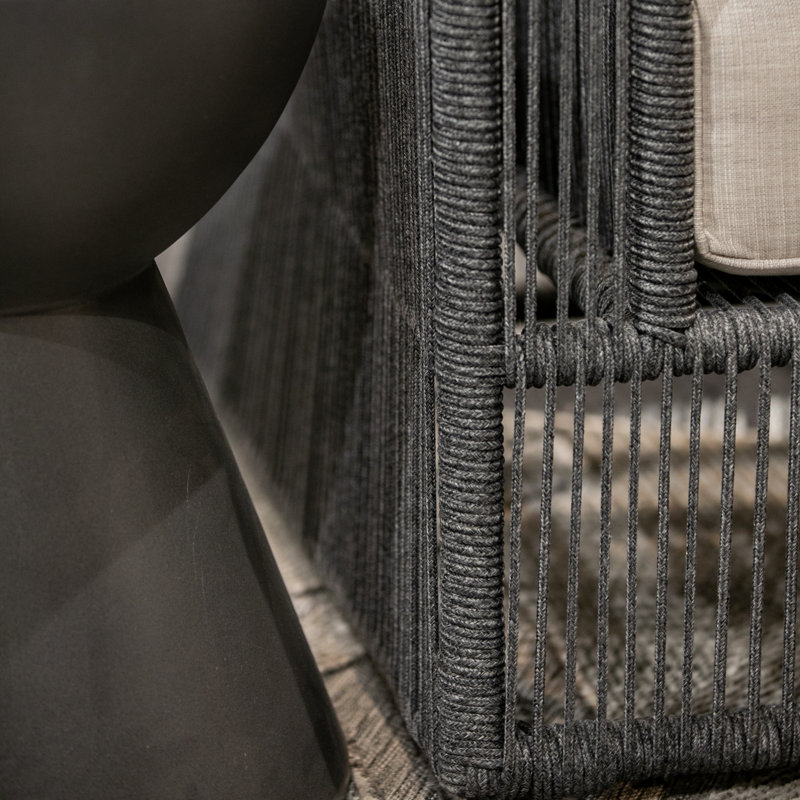 Milano Outdoor Lounge Chair, Echo Ash Sunbrella®, Black