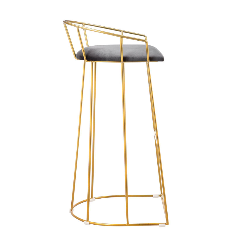 Jillian Upholstered Counter Stool with Metal Frame, Bar Stool (30.5" Seat Height), Gray