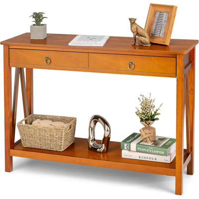 Console, table d'appoint pour canapé avec tiroir et tablette ouverte, table basse étroite moderne, table d'entrée mince pour le salon, la chambre à coucher, la table d'entrée avec canapé de 42 pouces (noir)