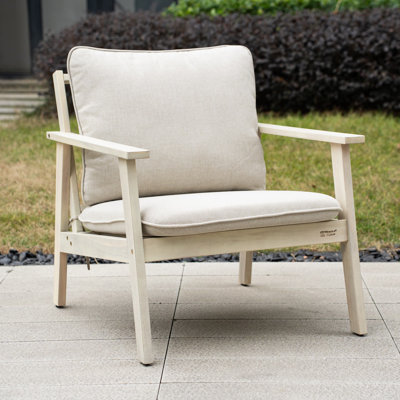 Baryn Acacia Outdoor Lounge Chair With Cushions