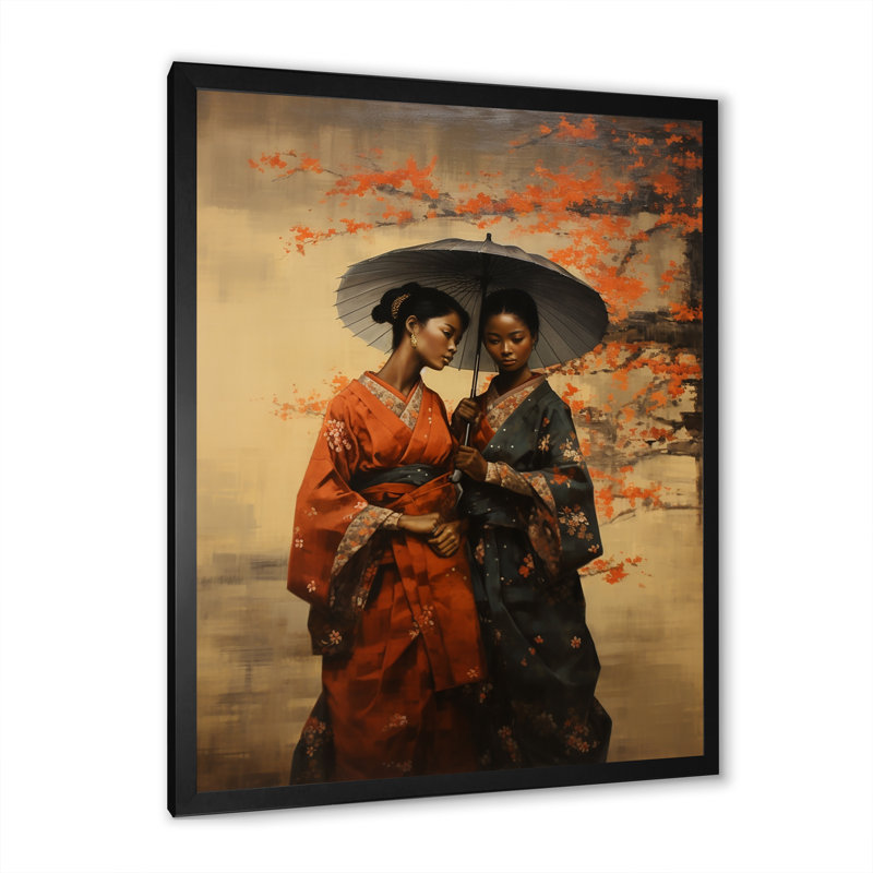 «Japon Vintage Reflections Of Time», reproduction d'art sur toile, Cadre simple noir, H 44 po x l 34 po x P 1,5 po