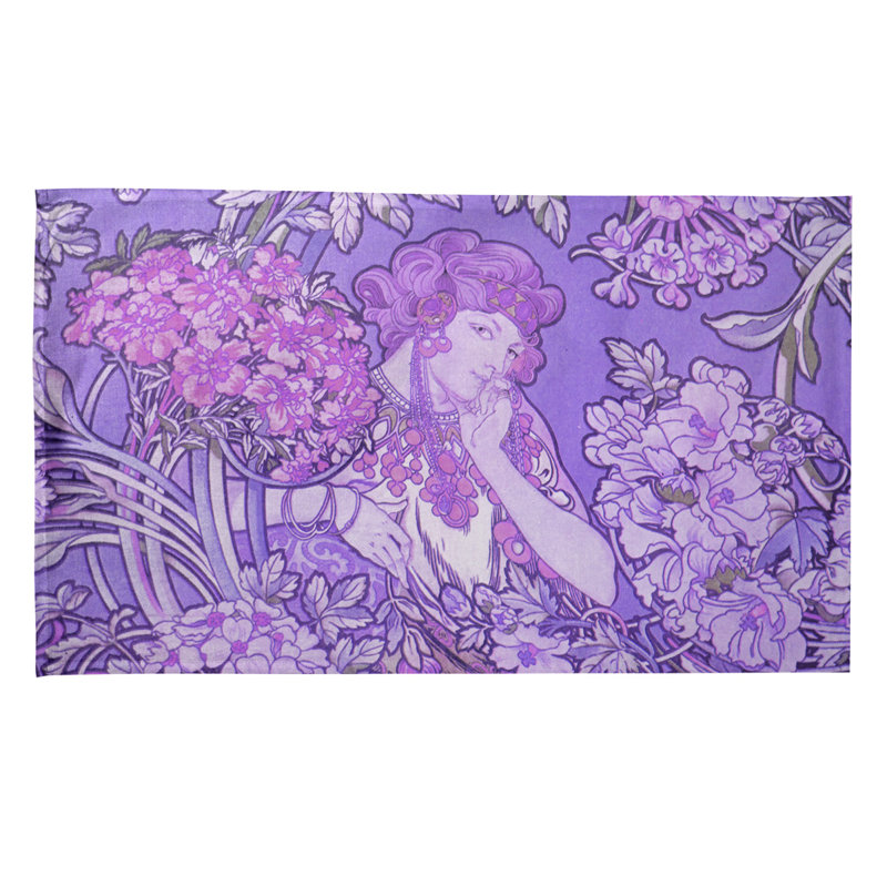 Serviette de thé à fleurs, Mauve, Polyester sergé