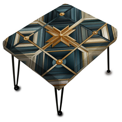 Teal and Gold Geometric Dream - Repose-pieds rectangulaire géométrique