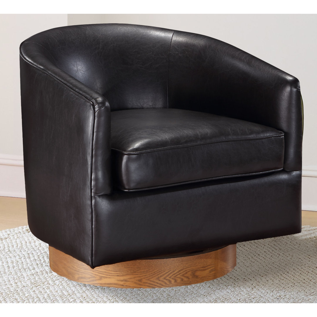 Asmi 29" Wide Swivel Barrel Accent Chair Wade Logan® Leather 