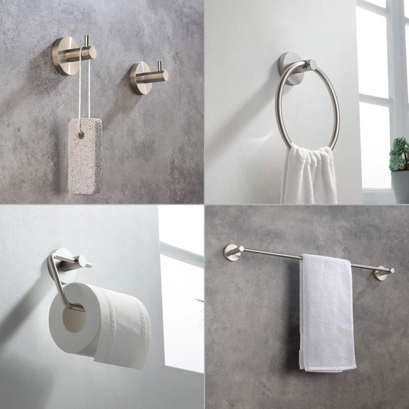 Ensemble de quincaillerie de salle de bain 5 pièces, Nickel brossé