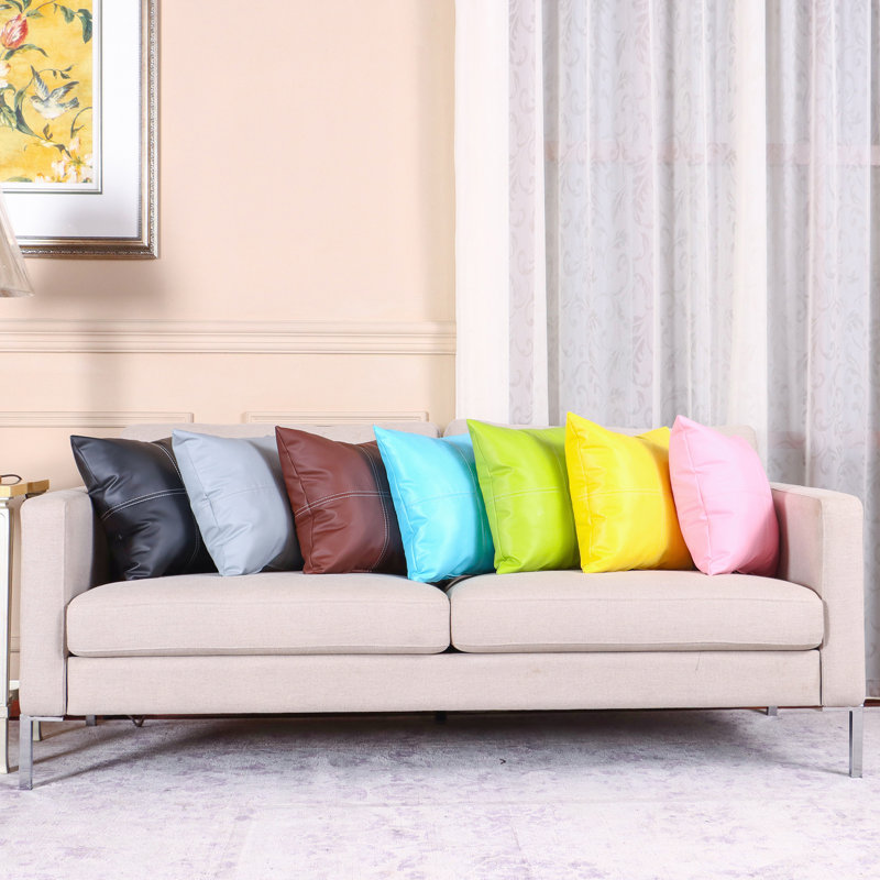 Housse de coussin en similicuir, Jaune