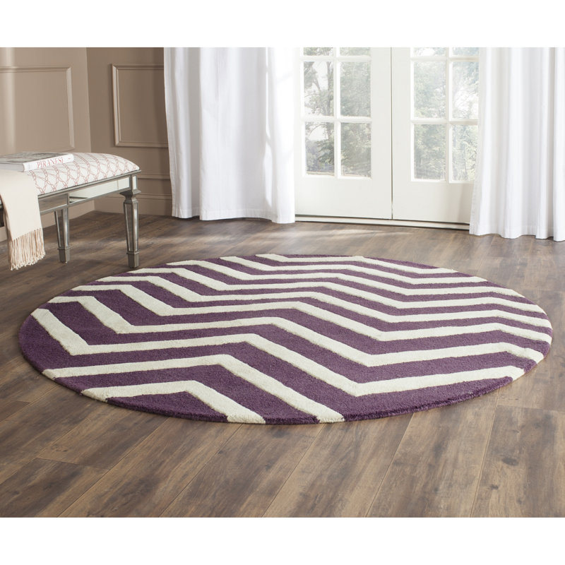 Sanyla Hand Tufted Wool Chevron Rug, Round 6'