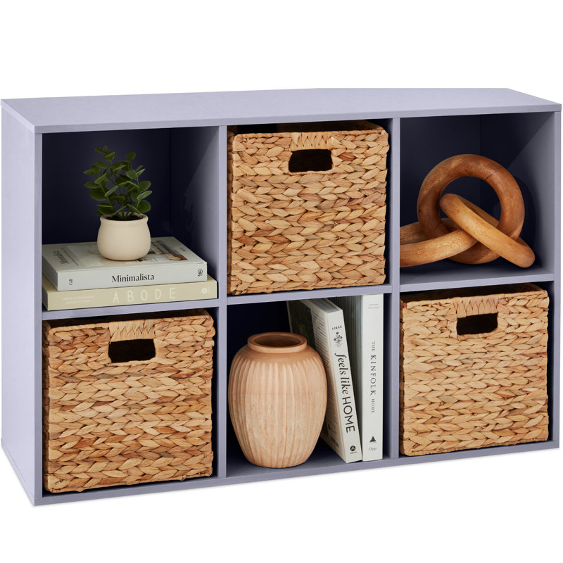6-Cube Bookshelf, Display Storage System, Organizer W/ Removable Back Panels, (2 Shelves) 24"H x 11.5"W x 11.5"D, Purple