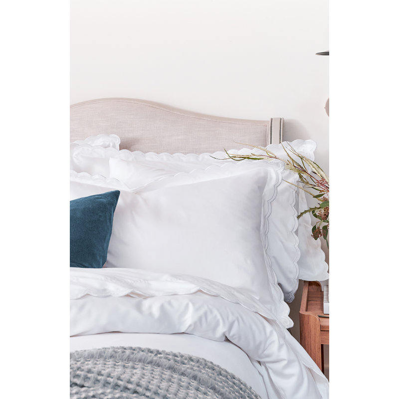 Scallop Edge Luxury Pillowcase Pair, Standard Pillowcase, White