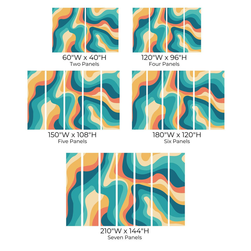Papier peint de qualité supérieure - Lignes ondulées abstraites, L 120 po x l 180 po
