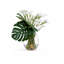 Handblown Moon Vase With Calla Lilies & Monstera Leaves