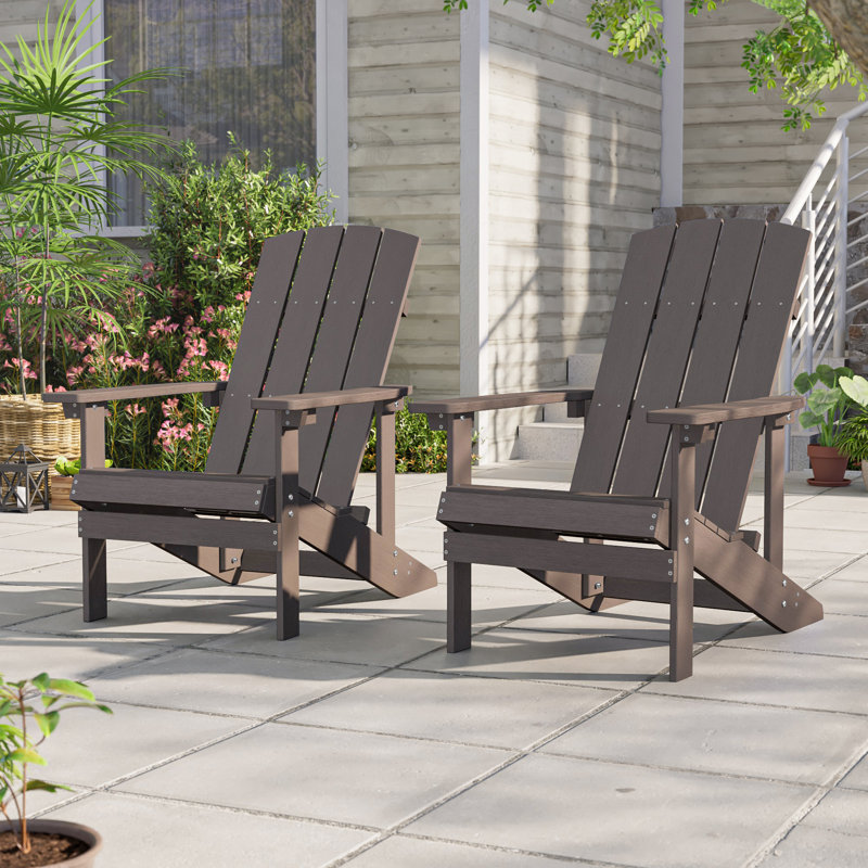 Kona HIPS Adirondack Chair Weather Resistant 350 Lbs for Outside Plastic Firepit Chair, Brown